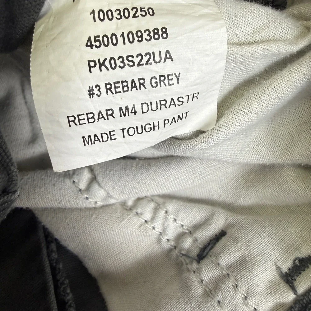 Ariat Rebar M4 Work Pants Mens 34x32 Grey Durastretch Relaxed Straight *Stains